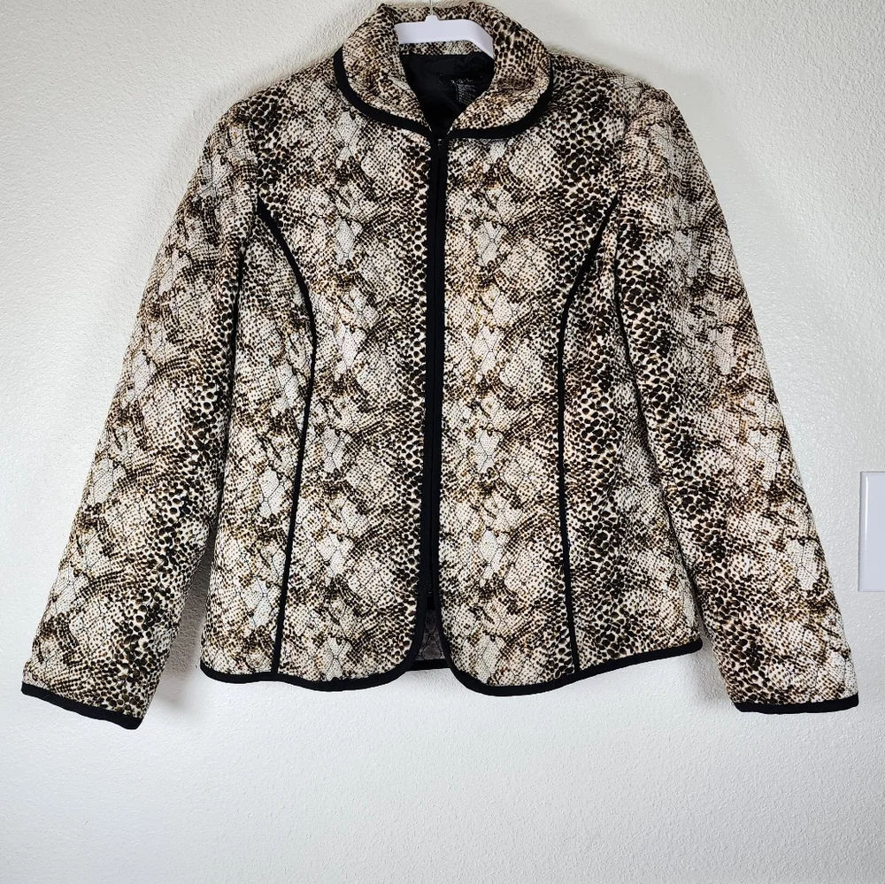 RQT Woman Black Beige Quilted Lightweight Boho Jacket Blazer Size M - Picture 2 of 12